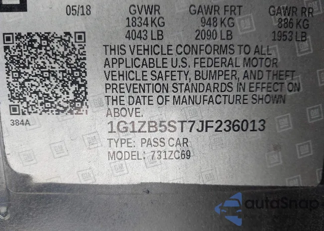 1G1ZB5ST7JF236013: 44196807
