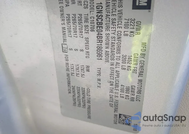 1GNSCBE04BR186961: 44196832