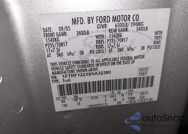 1FTRF122X6NA32380: 44196978