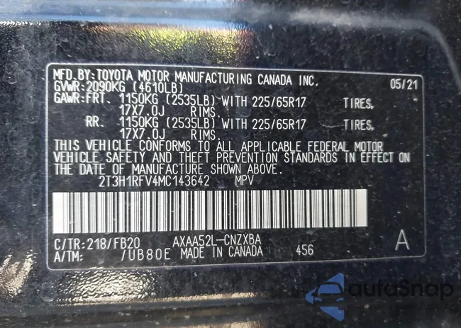 2T3H1RFV4MC143642: 44196228