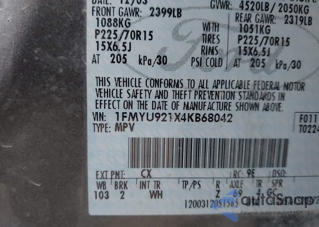 1FMYU921X4KB68042: 44196355