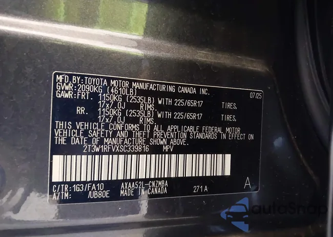 2T3W1RFVXSC339816: 44196394