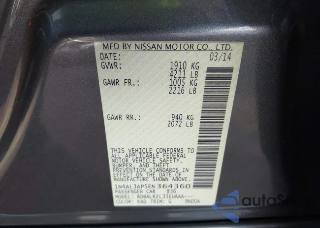 1N4AL3AP5EN364360: 44197509