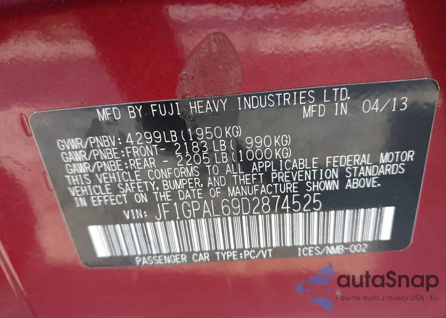 JF1GPAL69D2874525: 44197620