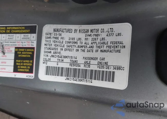 JNKCV54E36M715114: 44197660