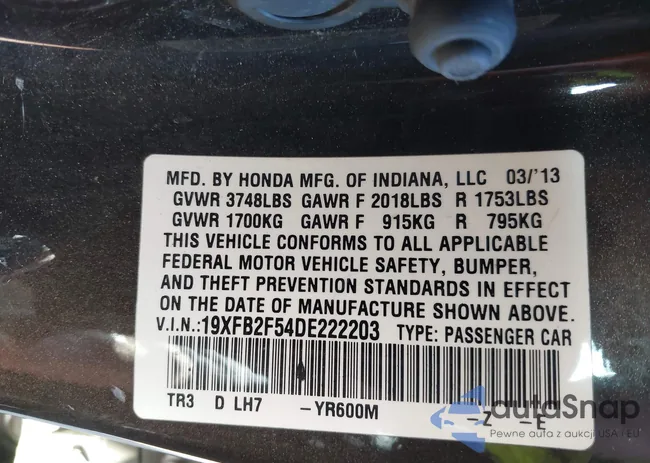 19XFB2F54DE222203: 44197694