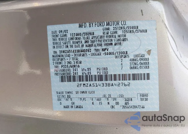 2FMZA51433BA42762: 44197798