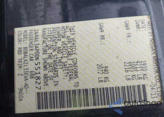 1N4AL3AP0DN551827: 44197890