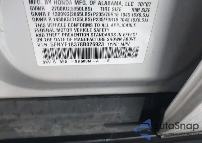 5FNYF18378B026923: 44197904