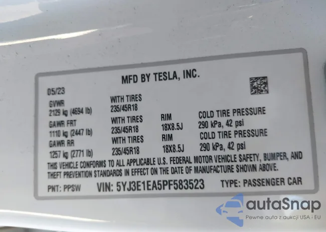 5YJ3E1EA5PF583523: 44197920