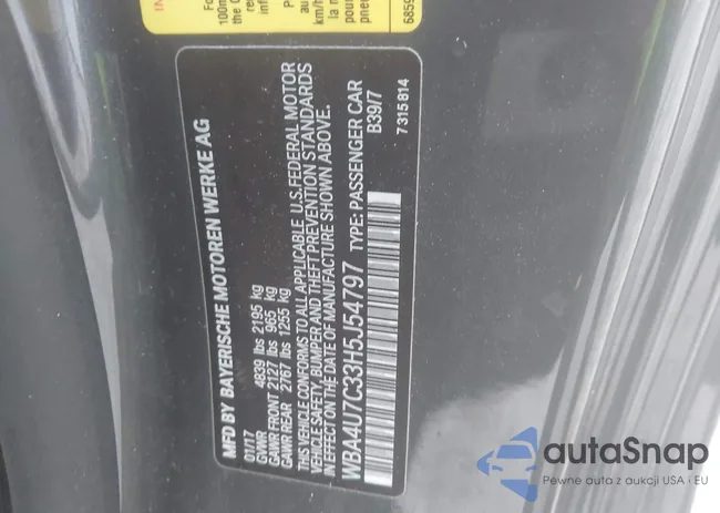 WBA4U7C33H5J54797: 44197027