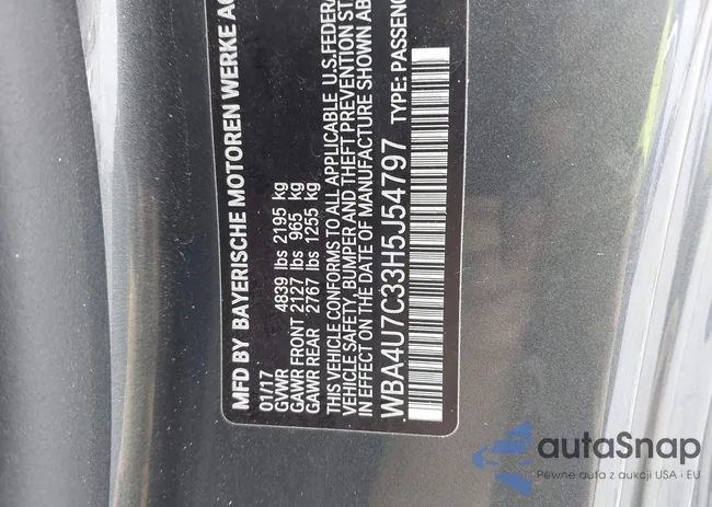 WBA4U7C33H5J54797: 44197027