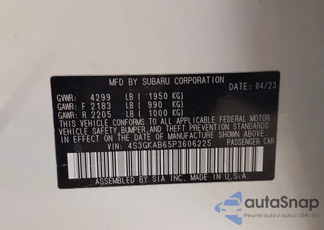 4S3GKAB65P3606225: 44197040