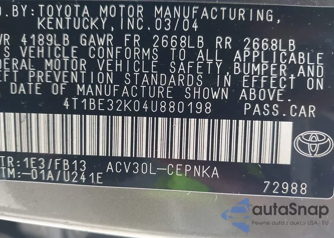 4T1BE32K04U880198: 44197058