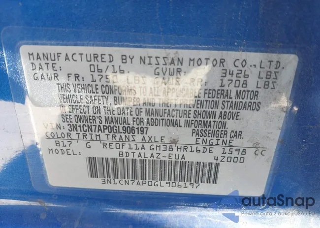 3N1CN7AP0GL906197: 44197086