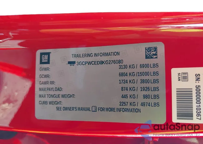 3GCPWCED8KG276080: 44197152