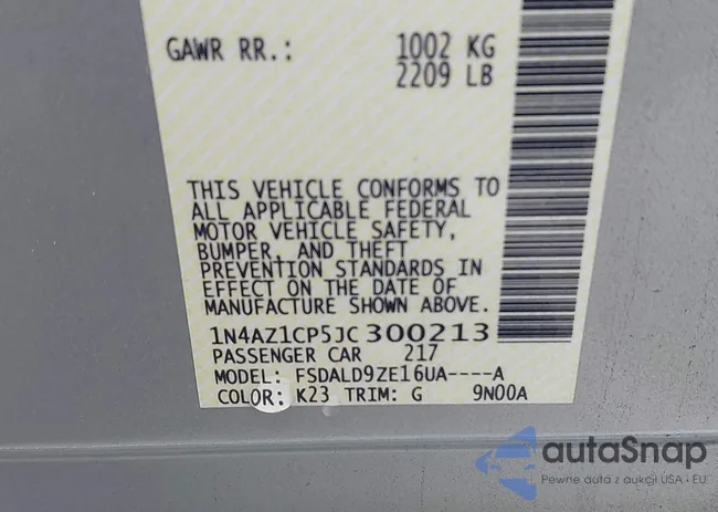 1N4AZ1CP5JC300213: 44197204