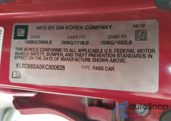 KL8CB6SA5KC800626: 44197216