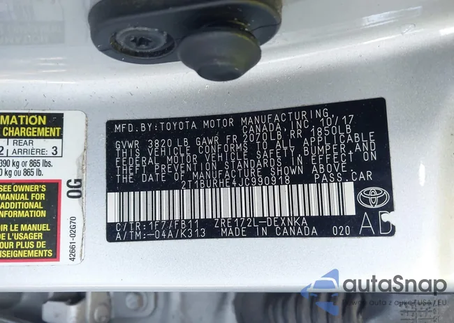 2T1BURHE4JC990918: 44198610