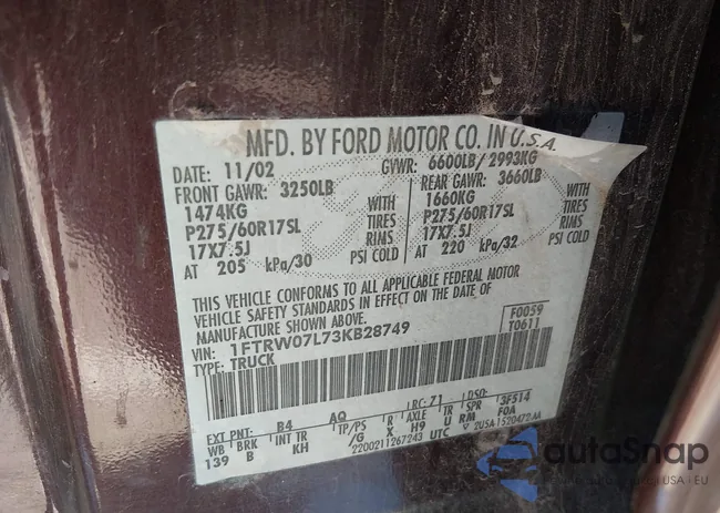 1FTRW07L73KB28749: 44198612