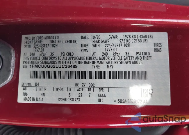 1FMCU0G62LUC36489: 44198619