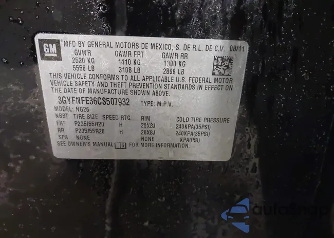 3GYFNFE36CS507932: 44198710