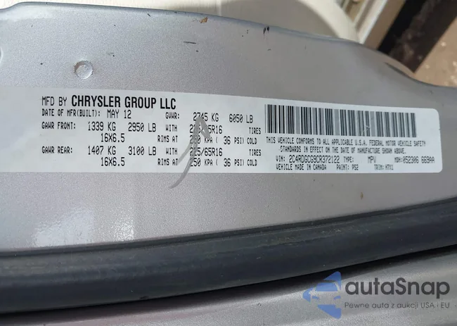 2C4RDGCG9CR372122: 44198721