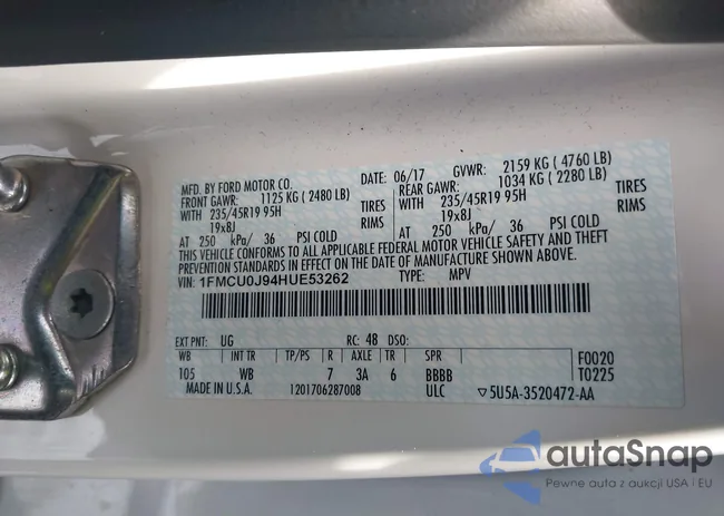 1FMCU0J94HUE53262: 44198956