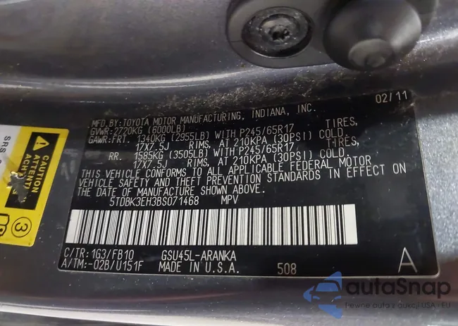 5TDBK3EH3BS071468: 44198106