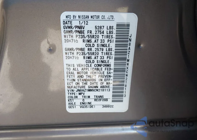 JN8AZ1MWXCW218113: 44198136