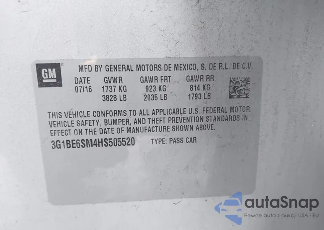 3G1BE6SM4HS505520: 44198162