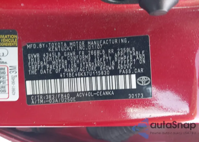 4T1BE46KX7U115830: 44198230