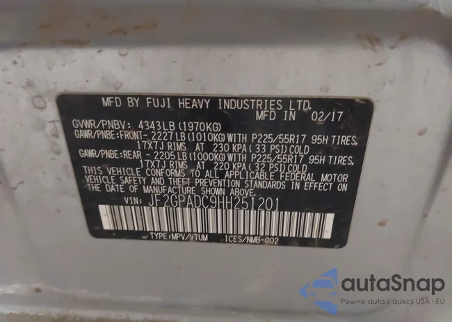 JF2GPADC9HH251201: 44198363