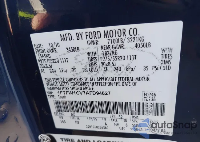 1FTFW1CV7AFD94827: 44199484