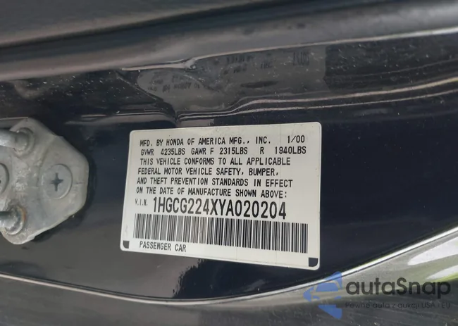 1HGCG224XYA020204: 44199546