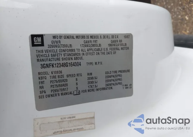 3GNFK12348G164304: 44199587