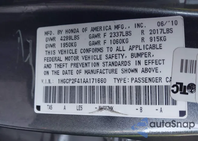 1HGCP2F41AA171660: 44199758