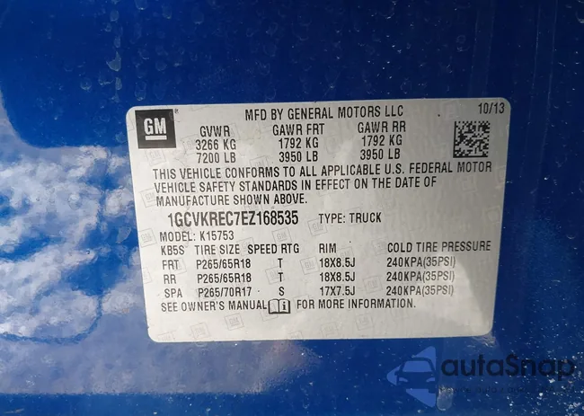 1GCVKREC7EZ168535: 44199800