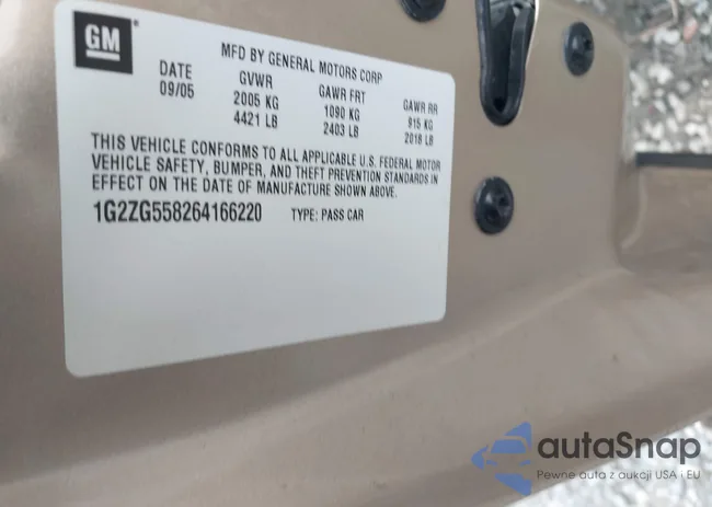 1G2ZG558264166220: 44199863