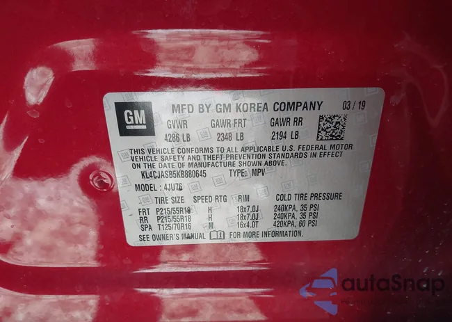 KL4CJASB5KB880645: 44199873