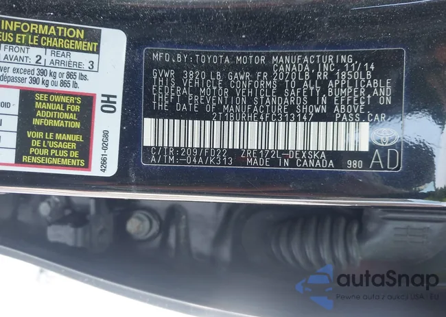 2T1BURHE4FC313147: 44199941