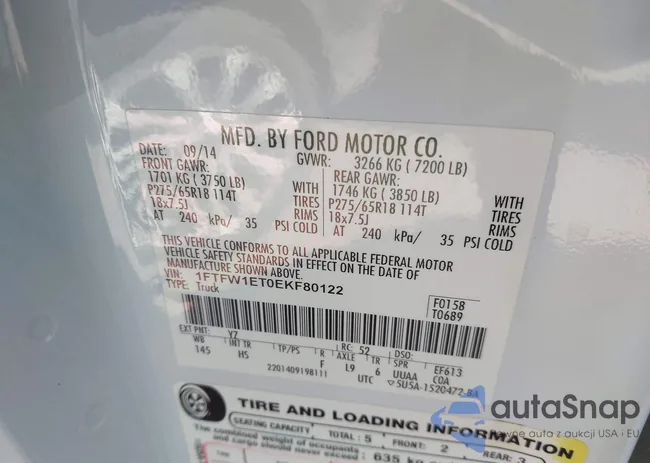 1FTFW1ET0EKF80122: 44199013