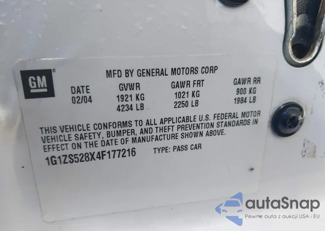 1G1ZS528X4F177216: 44199062