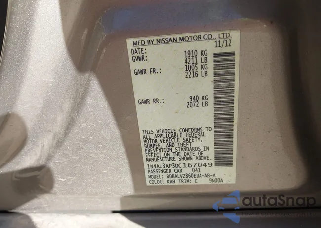 1N4AL3AP3DC167049: 44199111