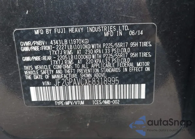 JF2GPAVCXE8318995: 44199145