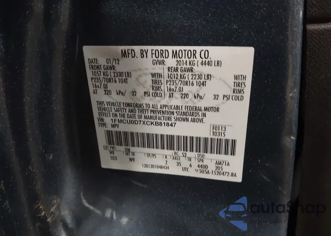 1FMCU0D7XCKB81847: 44199213