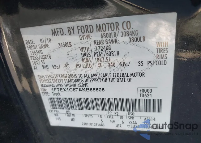 1FTEX1C87AKB85808: 44199282