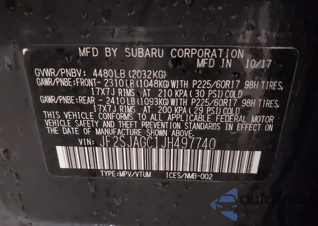 JF2SJAGC1JH497740: 44200440