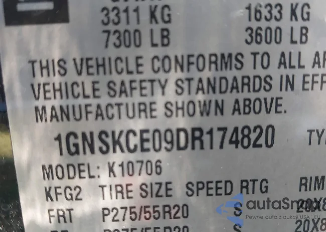 1GNSKCE09DR174820: 44200467
