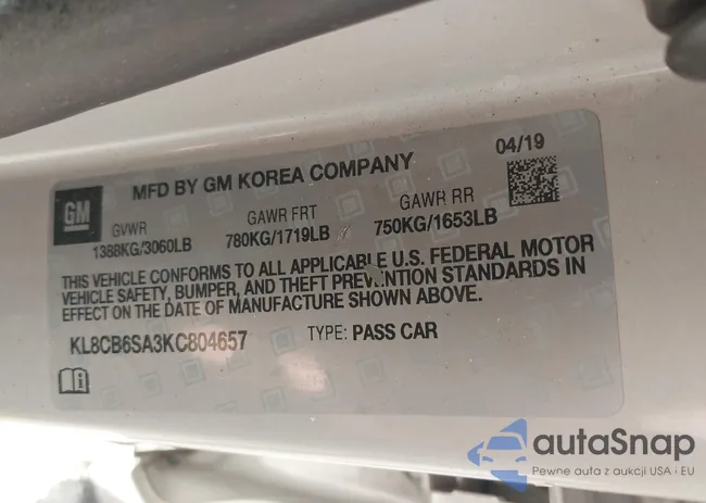 KL8CB6SA3KC804657: 44200554